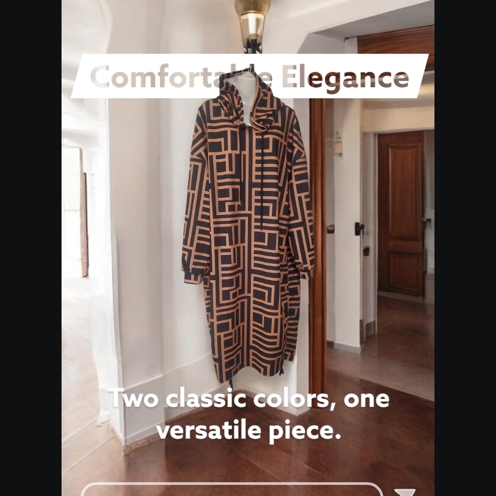 SHEIN Curve 3XL (Fits Like XL) Black and Brown Hooded Dress.